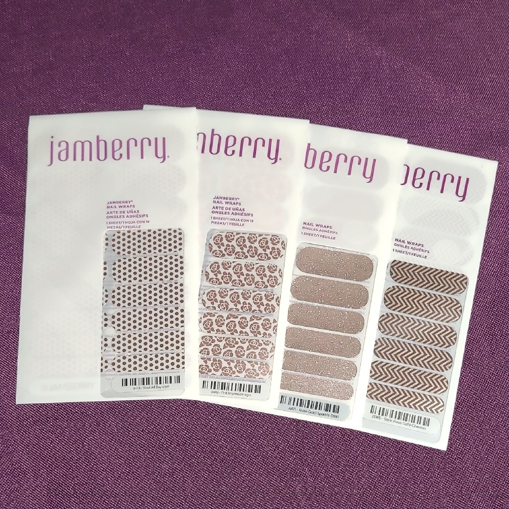 Jamberry Nail Wraps Lot Of 4 Sheets - Rose Golds